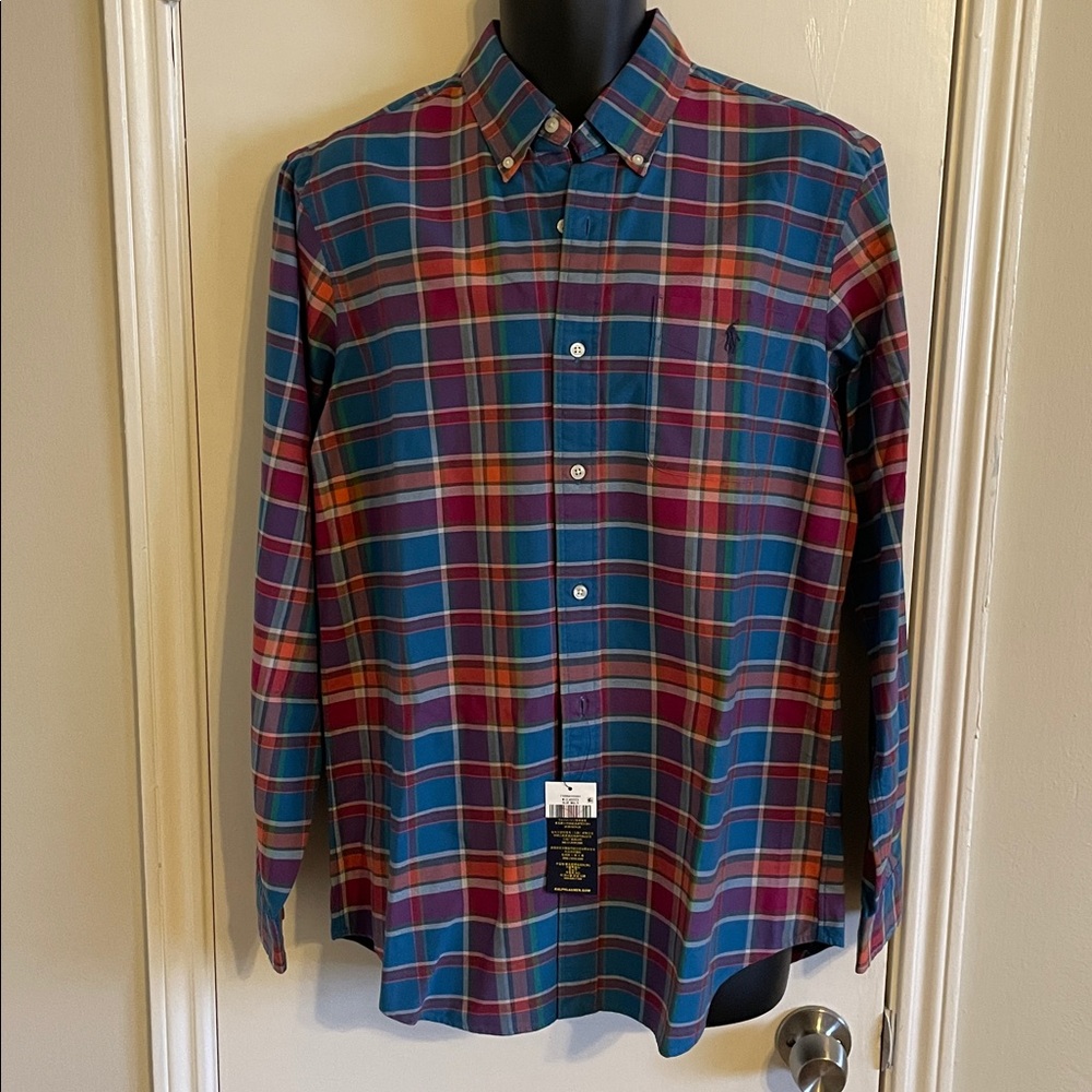 Polo Ralph Lauren Men's Long Sleeve Blue Multicolored Plaid Shirt